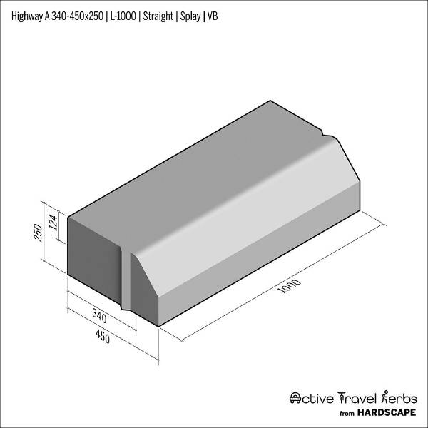 Active Travel Kerb - Highway A - 340-450 - Concrete Kerb