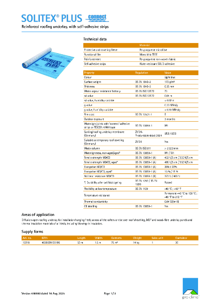 Solitex Plus Connect Technical Datasheet