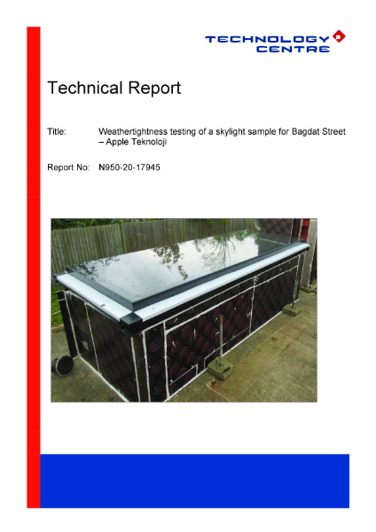 Weathertightness Testing - Pop-Out Rooflight