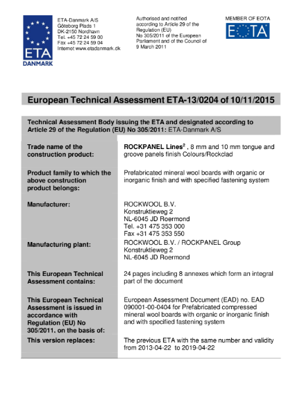 European Technical Approval ETA-13/0204 Certificate