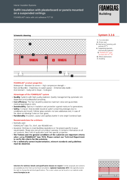 TDS_3.3.6_Soffit - FOAMGLAS Insulation with Plasterboard or Panels mounted on Suspended Ceiling