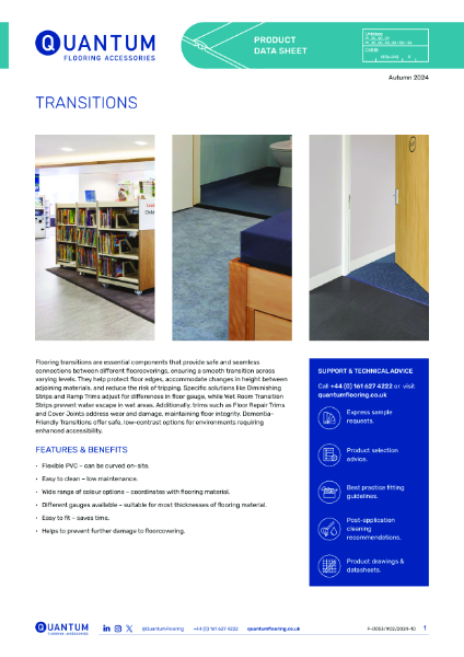 Quantum Flooring Transition Profiles (all floorcovering types) Product Data Sheet 2025
