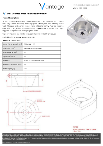 Product Data Sheet - VW240C