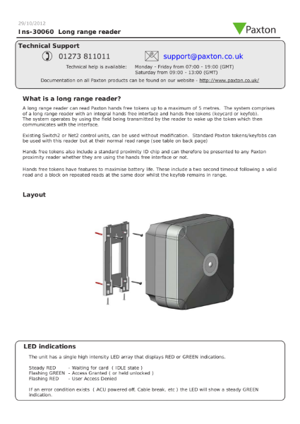 Net2 Long range reader - instructions