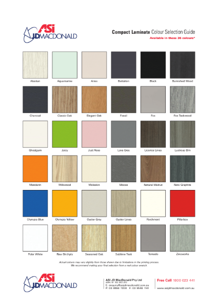 Compact Laminate Colour Selection Guide