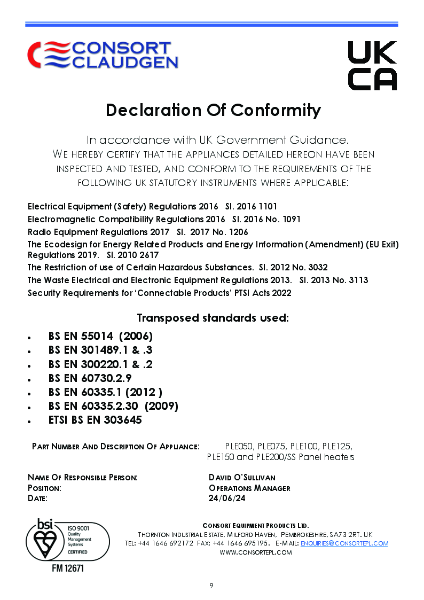 Certificate of Conformity