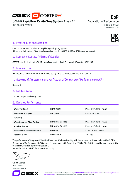 OBEX CORTEX 0241FR RapidTray Cavity Tray System_DOP