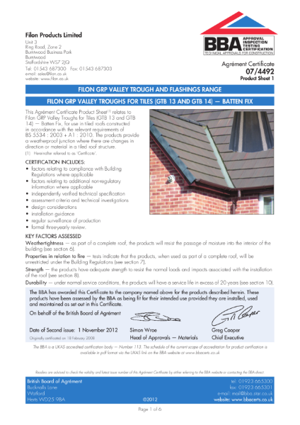 British Board of Agrément (BBA) - certficate