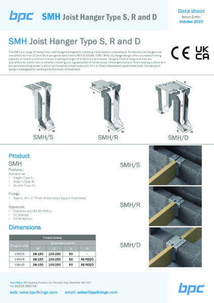 SMH-Joist-Hanger  Data Sheet