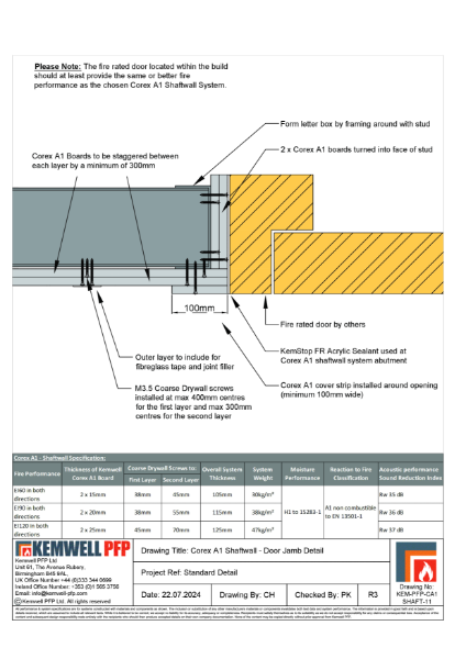 KEM-PFP-CA1-SHAFT-06 - Corex A1 - Shaftwall Details - Door Jamb Detail (R3)