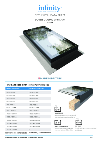 Infinity Rooflight DGU Clear_Data Sheet