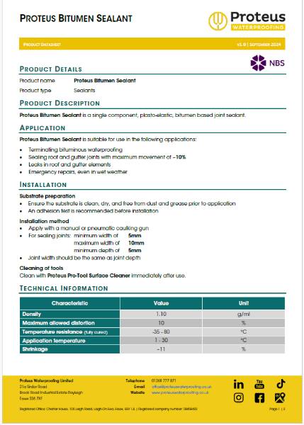 Product Data Sheet - Proteus Bitumen Sealant