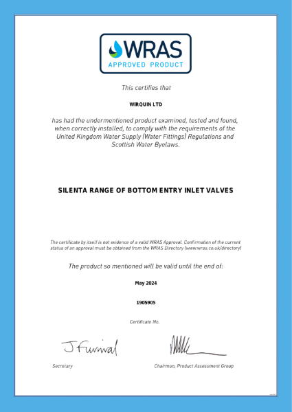 SILENTA (PART 3) BOTTOM ENTRY INLET VALVE