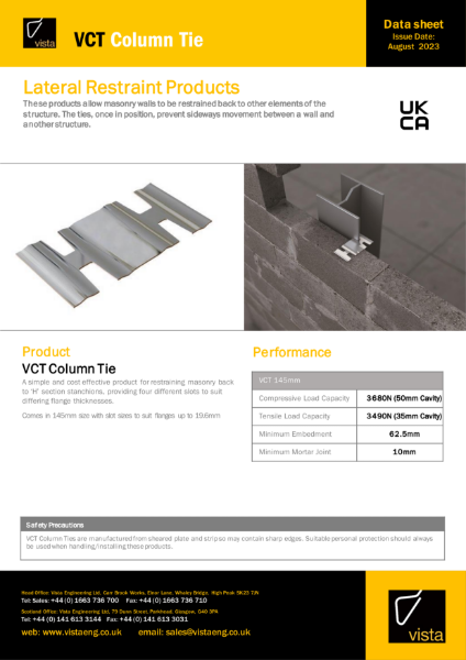 VCT Column Tie Data Sheet