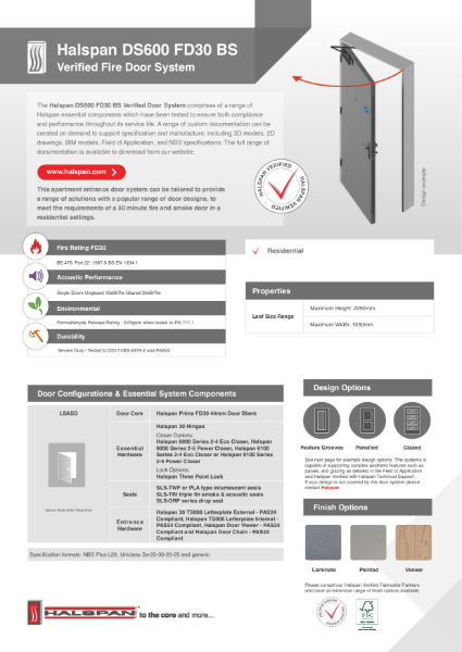 Halspan DS600 FD30 BS - Verified Fire Door System