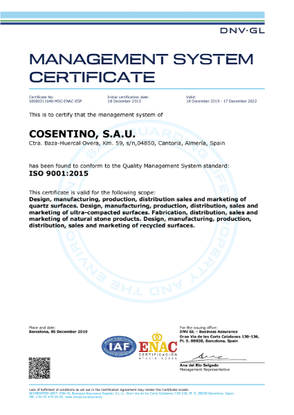 ISO 9001 Cosentino