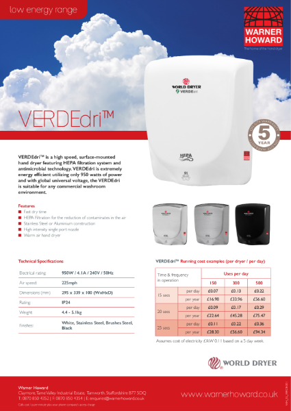 VERDEdri hand dryer