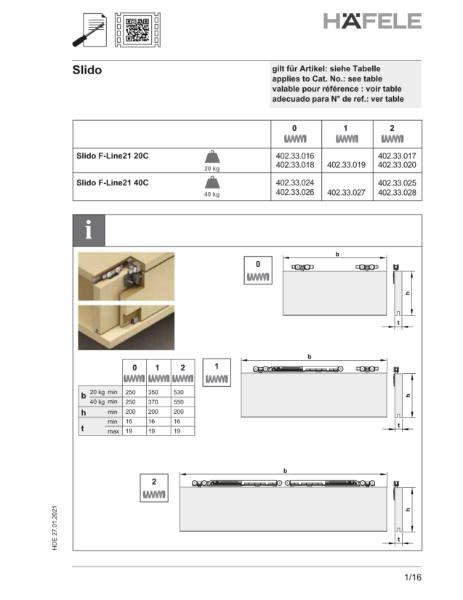 Slido F-Line21 40C Installations Instructions