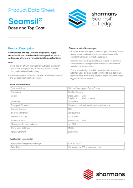 Seamsil top and base coat product data sheet