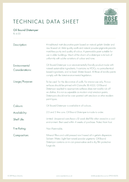 Oil Bound Distemper - Data Sheet