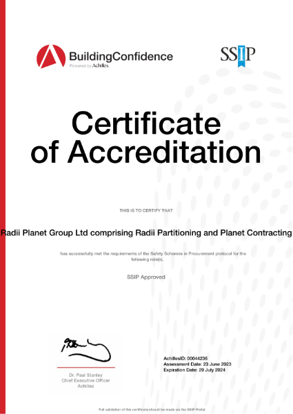 Achilles BuildingConfidence Certificate of Accreditation