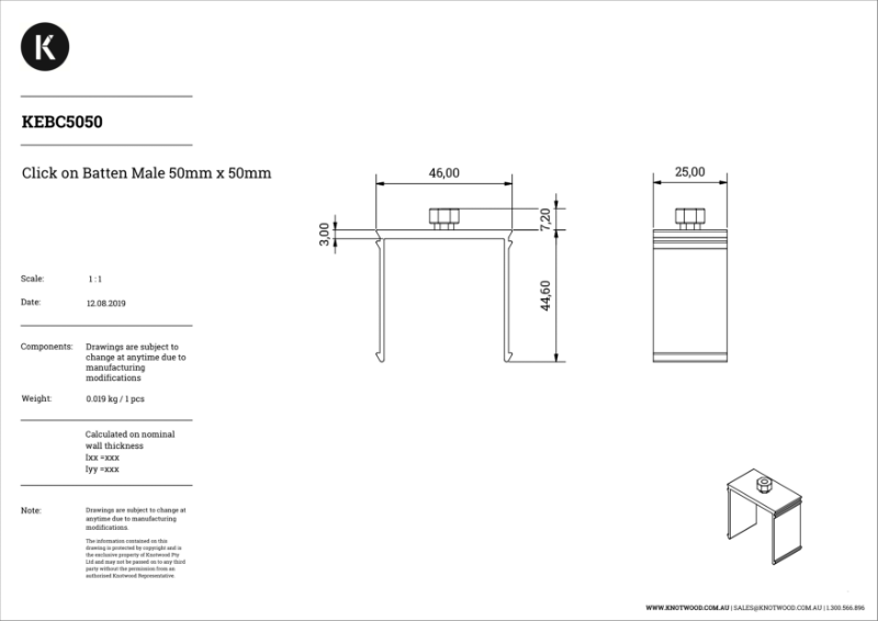 KACBC50 50 mm ceiling clip (M)