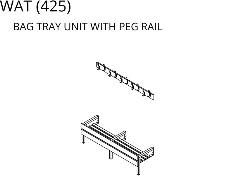 Bag Tray Bench Unit With Peg Rail and Optional Shelf Over (WAT Series)