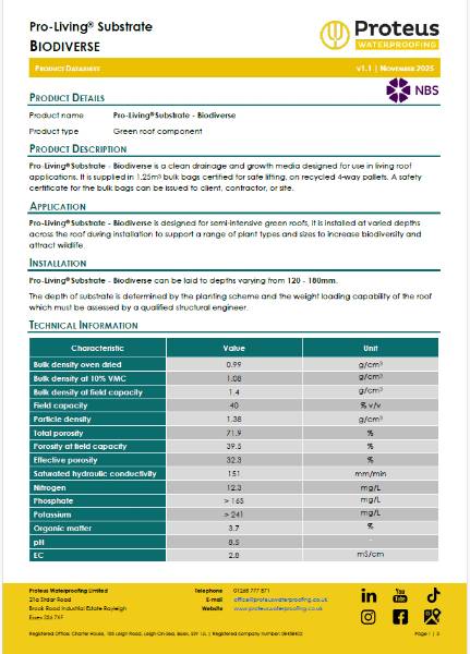 Product Data Sheet - Pro-Living® Substrate - Biodiverse
