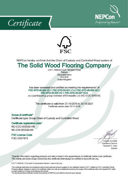 FSC®: Gold Certified - 100%