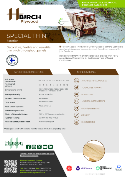 Birch Special Thin Data Sheet - Exterior