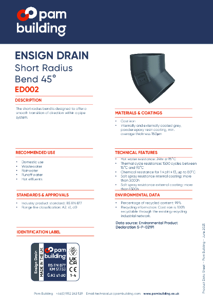 ED002 - 45° Short Radius Bend