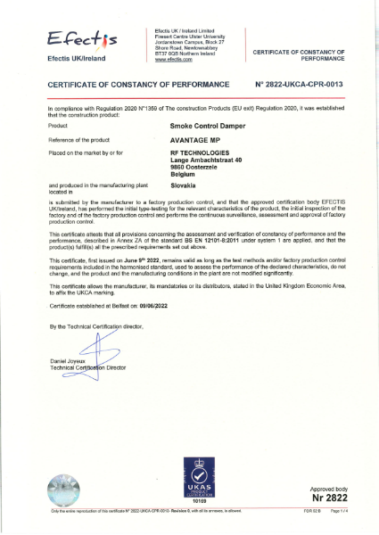 Avantage MP UKCA Certificate