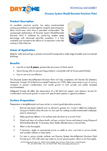 Anti-Mould Paint Data Sheet