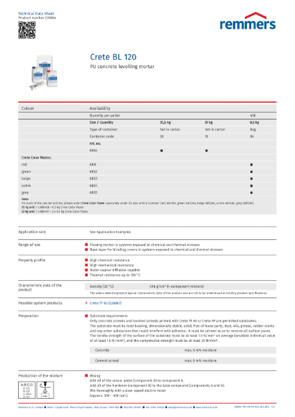 Technical Data Sheet - Crete BL 120