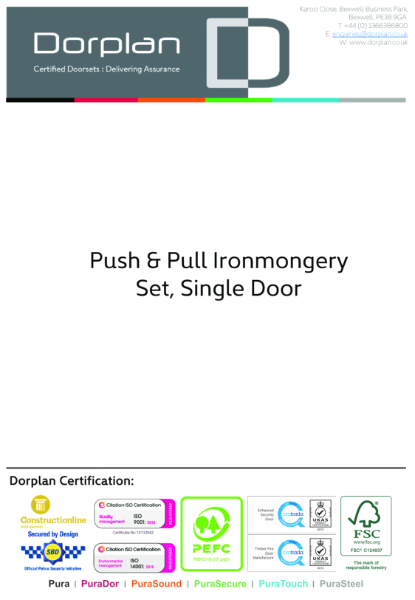 Push & Pull Ironmongery Set, Single Door