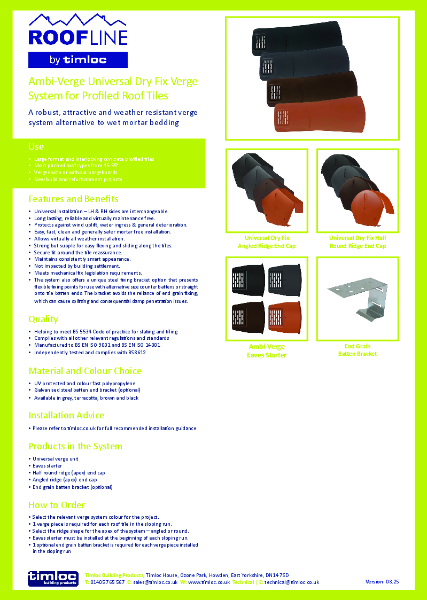 Ambi-Verge Universal Dry Fix Verge Datasheet