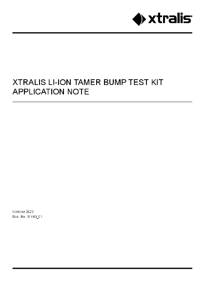 XTRALIS Li-Ion Tamer Gen3, Lithium off Gas Detection Bump Gas Application Note