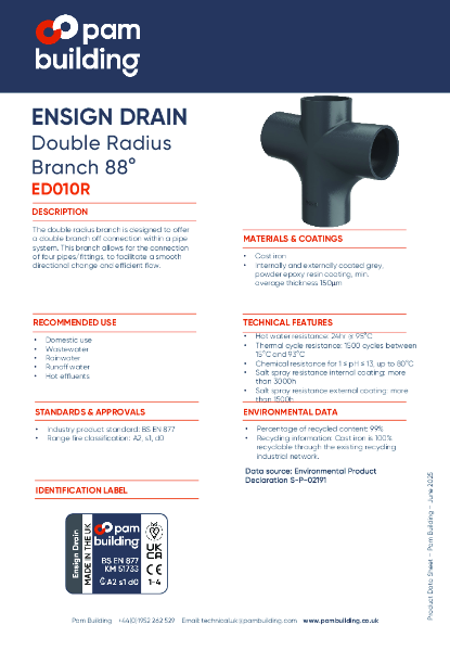 ED010R - 88° Double Radius Branch