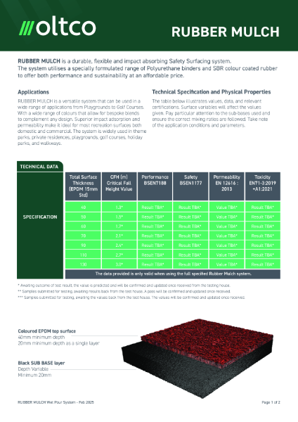 Rubber Mulch Data Sheet