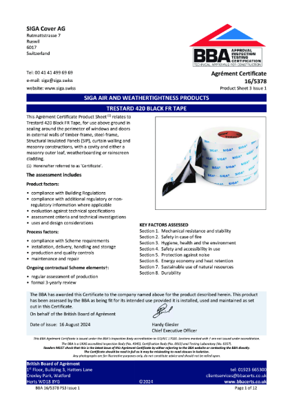 BBA Agrément Certificate