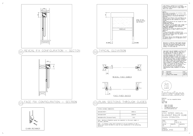 4100 Series Blackout Blind - Drawing Manual Chain