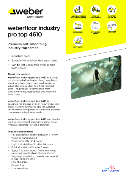 weberfloor industry pro top 4610 - Technical datasheet