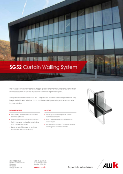 AluK SG52 Curtain Walling System Datasheet