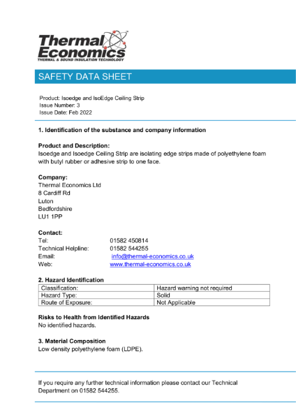 IsoEdge & IsoEdge Ceiling Strip SDS