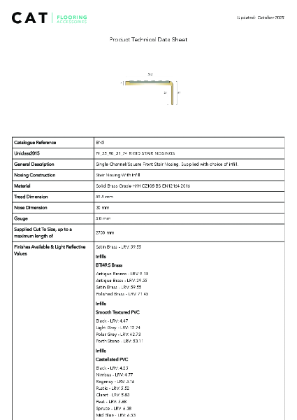 BN5 Satin Brass Technical Datasheet