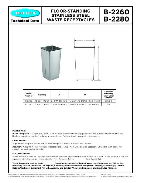 Technical Data Sheet B-2260-B-2280