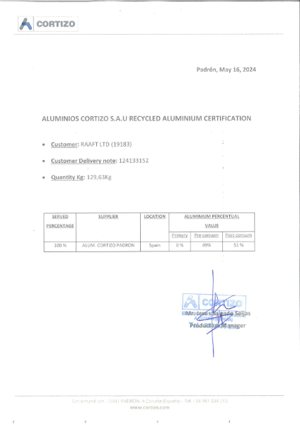 Raaft Joist sustainability certificate