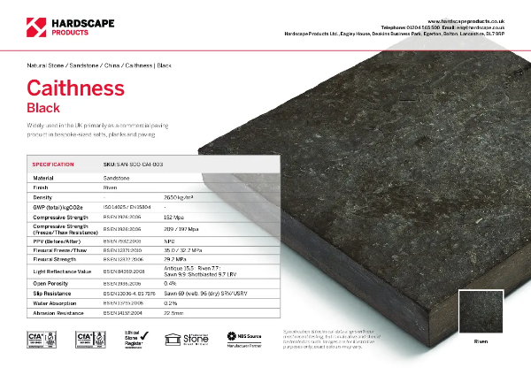 Caithness Black Hardscape Datasheet