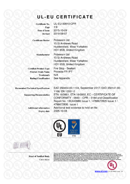 Protecta FR IPT - UL-EU Certificate