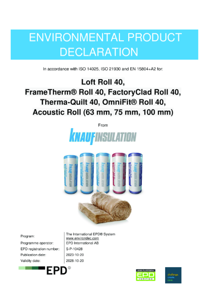 Knauf Insulation Acoustic Roll 75mm & 100mm EPD